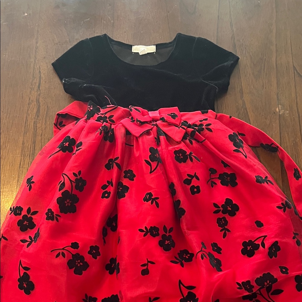 Nannette Red and Black Floral Dress